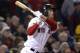Oct 30, 2013; Boston, MA, USA; Boston Red Sox shortstop Stephen Drew hits a solo home run against the St. Louis Cardinals in the fourth inning during game six of the MLB baseball World Series at Fenway Park. Mandatory Credit: Robert Deutsch-USA TODAY Spor