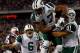 FOXBORO, MA - JANUARY 16: Braylon Edwards #17 celebrates with Dustin Keller #81 and Mark Sanchez #6 of the New York Jets after Edwards scored a second quarter touchdown during their 2011 AFC divisional playoff game against the New England Patriots at Gil