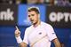 Jan 21, 2014; Melbourne, AUSTRALIA; Stanislas Wawrinka (SUI) challenges a call during his match against Novak Djokovic (SRB) on day nine of the 2014 Australian Open at Melbourne Park. Mandatory Credit: Nicolas Luttiau/Presse Sports via USA TODAY Sports