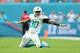 Nov 24, 2013; Miami Gardens, FL, USA; Miami Dolphins strong safety Chris Clemons (30) reacts after breaking up a pass intended for Carolina Panthers tight end Greg Olsen (not picture) at Sun Life Stadium. The Panthers won 20-16. Mandatory Credit: Steve Mi