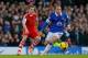 LIVERPOOL, ENGLAND - DECEMBER 29: Ross Barkley of Everton competes with Steven Davis of Southampton during the Barclays Premier League match between Everton and Southampton at Goodison Park on December 29, 2013 in Liverpool, England. (Photo by Paul Thom