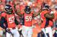 DENVER, CO - JANUARY 19: Danny Trevathan #59 of the Denver Broncos reacts in the second quarter against the New England Patriots during the AFC Championship game at Sports Authority Field at Mile High on January 19, 2014 in Denver, Colorado. (Photo by