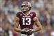 Nov 9, 2013; College Station, TX, USA; Texas A&M Aggies wide receiver Mike Evans (13) warms up before the game against the Mississippi State Bulldogs at Kyle Field. Mandatory Credit: Thomas Campbell-USA TODAY Sports