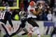 FOXBORO, MA - DECEMBER 8: Jordan Cameron #84 of the Cleveland Browns catches a pass as Steve Gregory #28 of the New England Patriots defends at Gillette Stadium on December 8, 2013 in Foxboro, Massachusetts. (Photo by Jim Rogash/Getty Images)