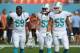 Dannell Ellerbe, Philip Wheeler and Koa Misi stroll the field prior to a game early in the season. Among the three, Misi was the only one that played well this year.