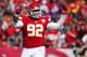 KANSAS CITY, MO - OCTOBER 07: Dontari Poe #92 of the Kansas City Chiefs celebrates after breaking up a play against the Baltimore Ravens offense in the fourth quarter on October 07, 2012 at Arrowhead Stadium in Kansas City, Missouri. (Photo by Kyle Riv
