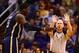 Jan 22, 2014; Phoenix, AZ, USA; Indiana Pacers center Roy Hibbert reacts as he is called for a technical foul by NBA referee Joe Crawford in the first half against the Phoenix Suns at US Airways Center. Mandatory Credit: Mark J. Rebilas-USA TODAY Sports