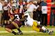 ATLANTA, GA - SEPTEMBER 26: Logan Thomas #3 of the Virginia Tech Hokies is tackled by Jeremiah Attaochu #45 of the Georgia Tech Yellow Jackets at Bobby Dodd Stadium on September 26, 2013 in Atlanta, Georgia. (Photo by Kevin C. Cox/Getty Images)