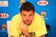 MELBOURNE, AUSTRALIA - JANUARY 25: Stanislas Wawrinka of Switzerland talks at a press conference ahead of his men's final match tomorrow against Rafael Nadal of Spain during day 13 of the 2014 Australian Open at Melbourne Park on January 25, 2014 in Melb