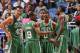 ORLANDO, FL - JANUARY 19: Rajon Rondo #9 of the Boston Celtics gives direction with his teammates against the Orlando Magic during the game on January 19, 2014 at Amway Center in Orlando, Florida. NOTE TO USER: User expressly acknowledges and agrees that,