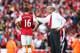 LONDON, ENGLAND - SEPTEMBER 10: Arsene Wenger manager of Arsenal talks to Aaron Ramsey during the Barclays Premier League match between Arsenal and Swansea City at Emirates Stadium on September 10, 2011 in London, England. (Photo by Clive Mason/Getty Im