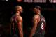 MIAMI, FL - JANUARY 23: ;(L-R) Chris Bosh #1 and LeBron James #6 of the Miami Heat during the game against the Los Angeles Lakers at American Airlines Arena in Miami, Florida on Jan. 23, 2014. NOTE TO USER: User expressly acknowledges and agrees that, by