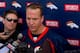 ENGLEWOOD, CO - MAY 21: Quarterback Peyton Manning #18 of the Denver Broncos talks to the local and national media following organized team activities at Dove Valley on May 21, 2012 in Englewood, Colorado. (Photo by Justin Edmonds/Getty Images)