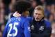 LIVERPOOL, ENGLAND - APRIL 28: David Moyes the manager of Everton congratulates Marouane Fellaini as he is substituted during the Barclays Premier League match between Everton and Fulham at Goodison Park on April 28, 2012 in Liverpool, England. (Photo b