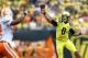 EUGENE, OR - SEPTEMBER 14: Marcus Mariota #8 of the Oregon Ducks throws against of the Tennessee Volunteers on September 14, 2013 at the Autzen Stadium in Eugene, Oregon. (Photo by Jonathan Ferrey/Getty Images)