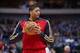Jan 11, 2014; Dallas, TX, USA; New Orleans Pelicans power forward Anthony Davis (23) warms up before the game against the Dallas Mavericks at the American Airlines Center. The Mavericks defeated the Pelicans 110-107. Mandatory Credit: Jerome Miron-USA TOD