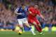 LIVERPOOL, ENGLAND - NOVEMBER 23: Seamus Coleman of Everton competes with Joe Allen of Liverpool during the Barclays Premier League match between Everton and Liverpool at Goodison Park on November 23, 2013 in Liverpool, England. (Photo by Clive Brunskil