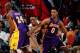 ATLANTA, GA - DECEMBER 16: Nick Young #0 of the Los Angeles Lakers drives Jeff Teague #0 of the Atlanta Hawks into a screen set by Kobe Bryant #24 at Philips Arena on December 16, 2013 in Atlanta, Georgia. NOTE TO USER: User expressly acknowledges and a