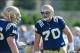 Aug 9, 2013; South Bend, IN, USA; Notre Dame Fighting Irish offensive tackle Zack Martin (70) listens to instructions during practice at the LaBar Practice Complex. Mandatory Credit: Matt Cashore-USA TODAY Sports