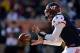 Jan 25, 2014; Mobile, AL, USA; North squad quarterback Logan Thomas of Virginia Tech (3) takes a long snap against the South squad during the first quarter at Ladd-Peebles Stadium. Mandatory Credit: John David Mercer-USA TODAY Sports