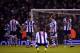 WEST BROMWICH, ENGLAND - NOVEMBER 25: Despair for Claudio Yacob (5), Shane Long (9), James Morrison (7) and Jonas Olsson (right) of West Bromwich Albion as Ashley Westwood of Aston Villa (not pictured) scores their second and equalising goal during the B