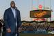 May 7, 2012; Los Angeles, CA, USA; Los Angeles Dodgers owner Magic Johnson speaks to the crowd before the game against the San Francisco Giants at Dodger Stadium. Mandatory Credit: Kirby Lee/Image of Sport-USA TODAY Sports