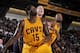 CANTON, OH - OCTOBER 15: Anthony Bennett #15 and C.J. Miles #0 of the Cleveland Cavaliers battle for rebound position against Cody Zeller #40 of the Charlotte Bobcats at the Canton Memorial Civic Center on October 15, 2013 in Canton, Ohio. NOTE TO USER: