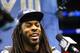 NEWARK, NJ - JANUARY 28: Cornerback Richard Sherman #25 of the Seattle Seahawks speaks to the media during Super Bowl XLVIII Media Day at the Prudential Center on January 28, 2014 in Newark, New Jersey. Super Bowl XLVIII will be played between the Seatt