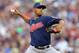 Aug 12, 2013; Minneapolis, MN, USA; Cleveland Indians starting pitcher Danny Salazar (31) delivers a pitch in the first inning against the Minnesota Twins at Target Field. Mandatory Credit: Jesse Johnson-USA TODAY Sports