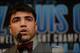 Dec 7, 2013; Brooklyn, NY, USA; Vicious Victor Ortiz talks about his upcoming bout against Luis Colazzoat Barclays Center. Mandatory Credit: Joe Camporeale-USA TODAY Sports