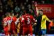 Mathieu Flamini receives a red card against Southampton.