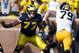 ANN ARBOR, MI - NOVEMBER 17: Dominic Alvis #79 of the Iowa Hawkeyes tries to get past Taylor Lewan #77 of the Michigan Wolverines at Michigan Stadium on November 17, 2012 in Ann Arbor, Michigan. (Photo by Gregory Shamus/Getty Images)