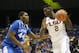 Jan 28, 2014; Baton Rouge, LA, USA; LSU Tigers forward Johnny O'Bryant III (2) is defended by Kentucky Wildcats center Dakari Johnson (44) in the first half at Pete Maravich Assembly Center. Mandatory Credit: Crystal LoGiudice-USA TODAY Sports