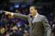 Jan 28, 2014; Baton Rouge, LA, USA; Kentucky Wildcats head coach John Calipari yells to his team in the first half against the LSU Tigers at the Pete Maravich Assembly Center. Mandatory Credit: Crystal LoGiudice-USA TODAY Sports
