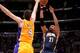 LOS ANGELES, CA - JANUARY 28: David West #21 of the Indiana Pacers shoots against Ryan Kelly #4 of the Los Angeles Lakers at STAPLES Center on January 28, 2014 in Los Angeles, California. NOTE TO USER: User expressly acknowledges and agrees that, by downl