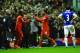 LIVERPOOL, ENGLAND - JANUARY 28: Victor Moses of Liverpool comes on as a second half substitute for teamate Daniel Sturridge during the Barclays Premier League match between Liverpool and Everton at Anfield on January 28, 2014 in Liverpool, England. (Pho