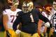 SOUTH BEND, IN - OCTOBER 19: Louis Nix III #1 of the Notre Dame Fighting Irish celebrates near the end of the game against the University of Southern California Trojans at Notre Dame Stadium on October 19, 2013 in South Bend, Indiana. Notre Dame defeated