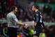 STOKE ON TRENT, ENGLAND - FEBRUARY 01: Robin van Persie of Manchester United confronts the assistant referee during the Barclays Premier League match between Stoke City and Manchester United at Britannia Stadium on February 1, 2014 in Stoke on Trent, Eng