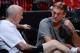 MIAMI, FL - JUNE 7: Head Coach Gregg Popovich speaks with General Manager R.C. Buford of the San Antonio Spurs during practice as part of the 2013 NBA Finals on June 7, 2013 at American Airlines Arena in Miami, Florida. NOTE TO USER: User expressly acknow