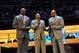 ORLANDO, FL - FEBRUARY 24: Shaquille O'Neal, Kenny Smith and Charles Barkley of TNT discusses prior to the 2012 BBVA Rising Stars Challenge at Amway Center on February 24, 2012 in Orlando, Florida. NOTE TO USER: User expressly acknowledges and agrees that