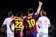 BARCELONA, SPAIN - SEPTEMBER 14: Lionel Messi of FC Barcelona celebrates after scoring his team's second goal during the La Liga match between FC Barcelona and Sevilla FC at Camp Nou on September 14, 2013 in Barcelona, Spain. (Photo by David Ramos/Getty