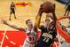 CHICAGO, IL - OCTOBER 18: Erik Murphy #31 of the Chicago Bulls attempts to block a shot against Ian Mahinmi #28 of the Indiana Pacers on October 18, 2013 at the United Center in Chicago, Illinois. NOTE TO USER: User expressly acknowledges and agrees that,