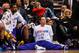Feb 7, 2014; Philadelphia, PA, USA; Los Angeles Lakers guard Steve Nash (10) watches from the sidelines during the fourth quarter against the Philadelphia 76ers at the Wells Fargo Center. The Lakers defeated the Sixers 112-98. Mandatory Credit: Howard Smi