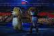 SOCHI, RUSSIA - FEBRUARY 07: Olympic mascots the Polar Bear and the Leopard wave during the Opening Ceremony of the Sochi 2014 Winter Olympics at Fisht Olympic Stadium on February 7, 2014 in Sochi, Russia. (Photo by Richard Heathcote/Getty Images)