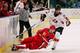 TURIN, ITALY - FEBRUARY 22: Vitali Vishnevski #5 of Russia falls down trying to keep the puck from Todd Bertuzzi #14 of Canada during the quarter final of the men's ice hockey match during Day 12 of the Turin 2006 Winter Olympic Games on February 22, 200