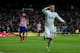 MADRID, SPAIN - FEBRUARY 05: Jese Rodriguez of Real Madrid CF jumps celebrating scoring their second goal during the Copa del Rey semifinal first leg match between Real Madrid CF and Club Atletico Madrid at Estadio Santiago Bernabeu on February 5, 2014 i