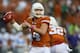 AUSTIN, TX - SEPTEMBER 21: David Ash #14 of the Texas Longhorns throws against the Kansas State Wildcats at Darrell K Royal-Texas Memorial Stadium on September 21, 2013 in Austin, Texas. (Photo by Ronald Martinez/Getty Images)