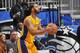 ORLANDO, FL - JANUARY 24: Kendall Marshall #12 of the Los Angeles Lakers shoots against the Orlando Magic on January 24, 2014 at Amway Center in Orlando, Florida. NOTE TO USER: User expressly acknowledges and agrees that, by downloading and or using this