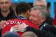 MANCHESTER, ENGLAND - MAY 12: Manchester United Manager Sir Alex Ferguson embraces Rio Ferdinand following the Barclays Premier League match between Manchester United and Swansea City at Old Trafford on May 12, 2013 in Manchester, England. (Photo by Ale