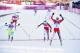 SOCHI, RUSSIA - FEBRUARY 11: (L-R) Vesna Fabjan of Slovenia wins third place, Ingvild Flugstad Oestberg of Norway wins second place and, Maiken Caspersen Falla of Norway wins first place in the Finals of the Ladies' Sprint Free during day four of the Soc
